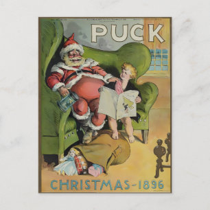 Cartão Postal Vintage 1896 Revista Puck Natal Papai Noel & Crian