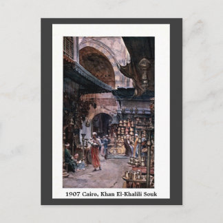 Cartão Postal Vintage 1900 Cairo Egypt Khan El-Khalili Souk