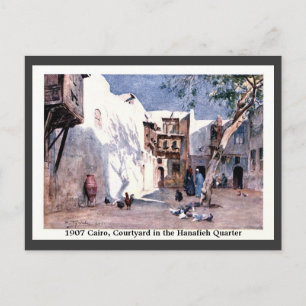 Cartão Postal Vintage 1900 Egito Cairo Pátio Hanafieh