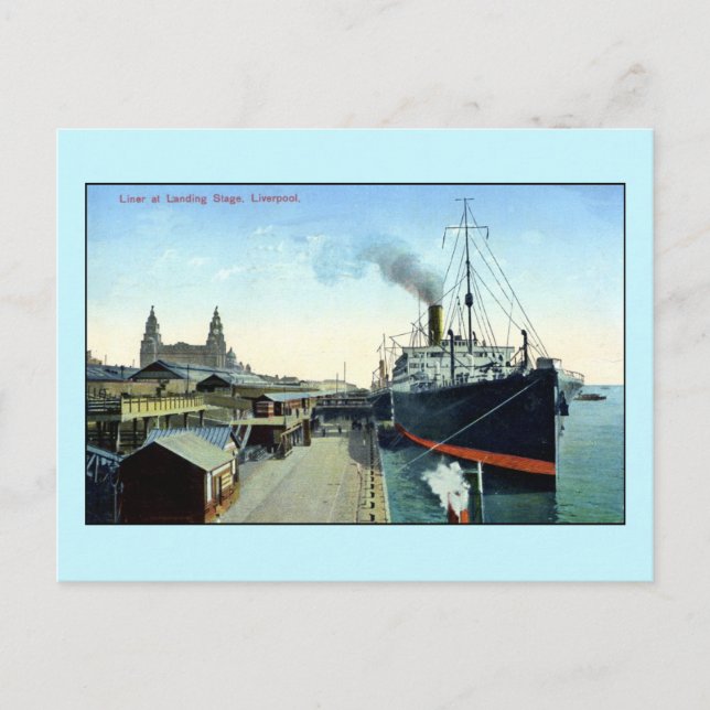 Cartão Postal Vintage 1900s-1920 Ocean Liner, Liverpool (Frente)