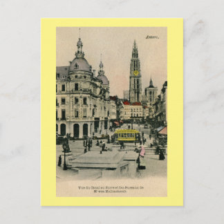 Cartão Postal Vintage 1900s Antuérpia Bélgica Suikerrui, catedra