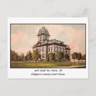 Cartão Postal Vintage 1906 Chippewa Co. Tribunal