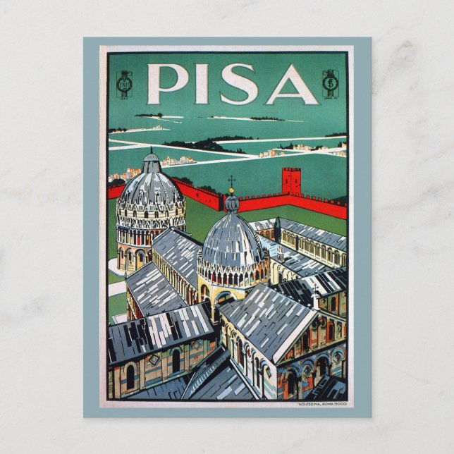Cartão Postal Vintage 1920 italiano Pisa (Frente)