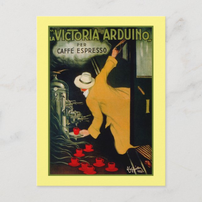 Cartão Postal Vintage 1920 máquina de café italiana (Frente)
