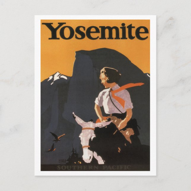 Cartão Postal Vintage 1923 Yosemite Southern Pacific Poster (Frente)