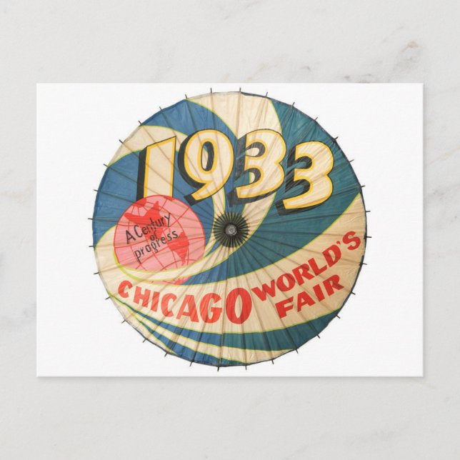 Cartão Postal Vintage 1933 Chicago Fair Souvenir Art (Frente)