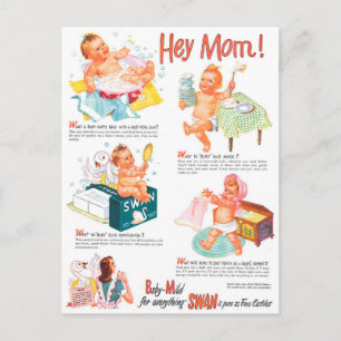 Cartão Postal Vintage 1940s Swan Soap Advertisement