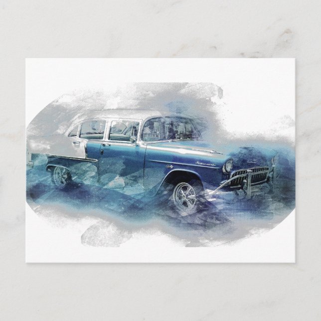 Cartão Postal Vintage 1950 Chevy Car Digital Art (Frente)