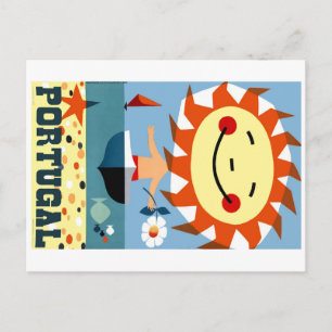 Cartão Postal Vintage 1959 Portugal Poster de viagens da praia