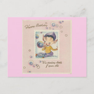 Cartão Postal Vintage "1 ano" Feliz Aniversário Elf
