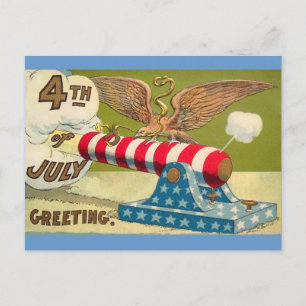 Cartão Postal Vintage 4 de julho Saudações