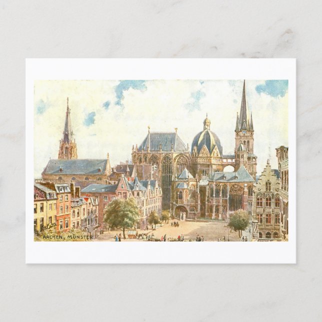 Cartão Postal Vintage Aachen Cathedral (Frente)