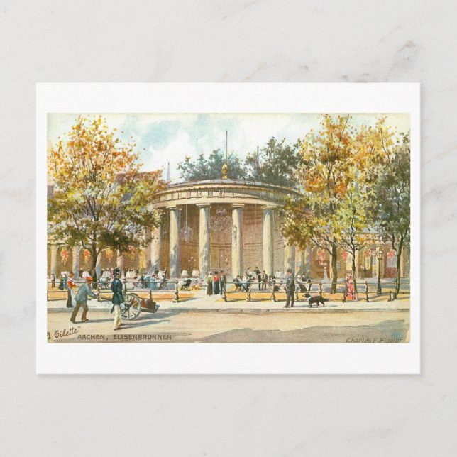Cartão Postal Vintage Aachen Germany Elisenbrunnen (Frente)