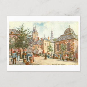 Cartão Postal Vintage Aachen Germany Fischmarkt