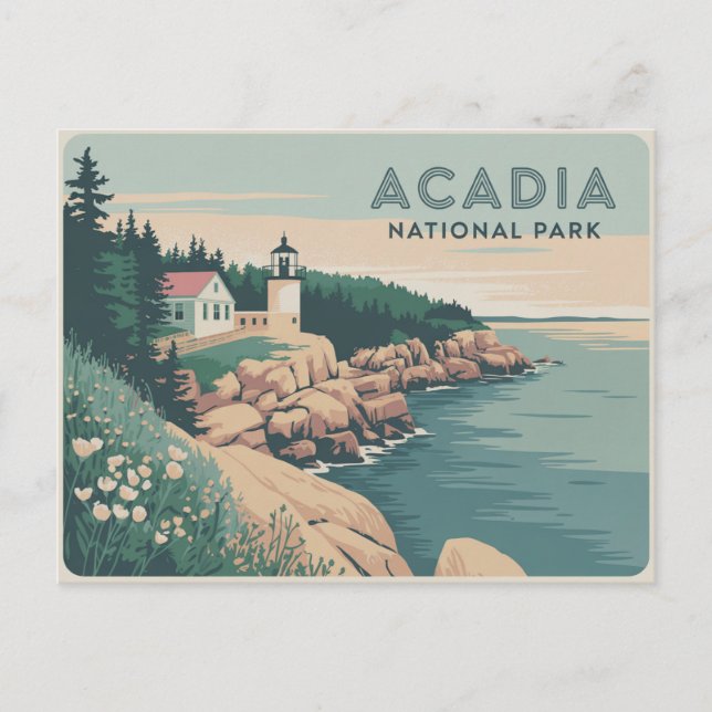 Cartão Postal Vintage Acadia National Park Postcard Vintage (Frente)