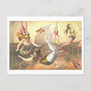 Cartão Postal Vintage Acrobats Circus Advertising Lithograph