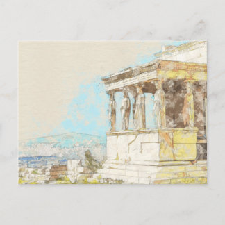 Cartão Postal Vintage Acropolis, Atenas, GRÉCIA