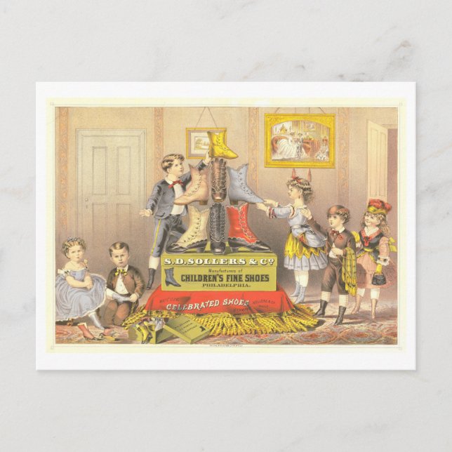 Cartão Postal Vintage Advertisement para Calçados Finos (Frente)