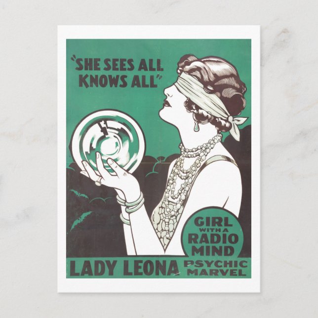 Cartão Postal Vintage Advertisement para Lady Leona Psicica (Frente)