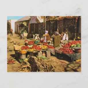 Cartão Postal Vintage Afeganistão, mercado de rua em Kandahar