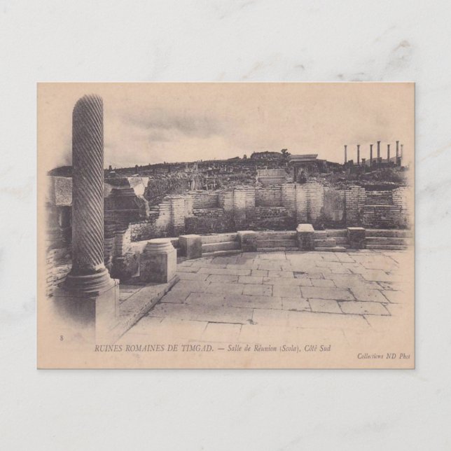 Cartão Postal Vintage Africa Roman Remains, Timgad (Frente)