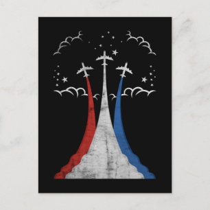 Cartão Postal Vintage Airplane USA 4 de julho Aviation American