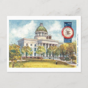 Cartão Postal Vintage Alabama Capitol com Seal