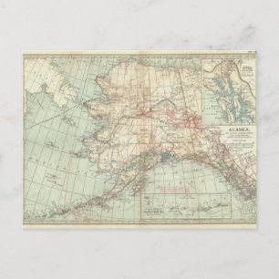 Cartão Postal Vintage Alaska Map