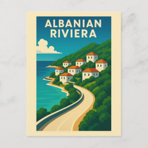 Cartão Postal Vintage Albânia Viagem da Riviera Albanesa
