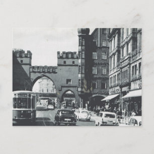 Cartão Postal Vintage Alemanha, Munique, elétrico municipal e po
