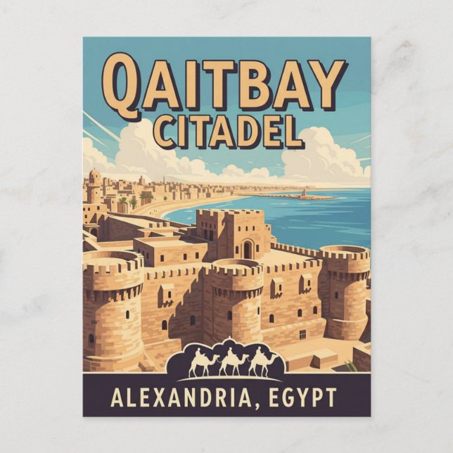 Cartão Postal Vintage Alexandria Qaitbay Citadel Viagem (Frente)