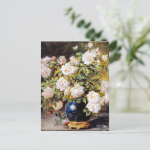 Cartão Postal Vintage Alexis Kreyder Rosas em um Vaso Cobalto