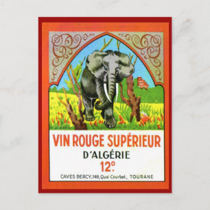 Cartão Postal Vintage Algerian Wine, Vin Rouge Superieur
