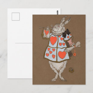 Cartão Postal Vintage Alice no País das Maravilhas Coelhinho Bra