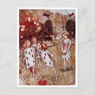 Cartão Postal Vintage Alice no País das Maravilhas do Jardim