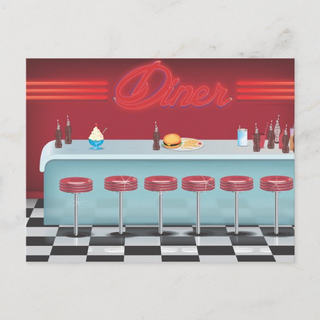 Cartão Postal Vintage All American Diner (Frente)