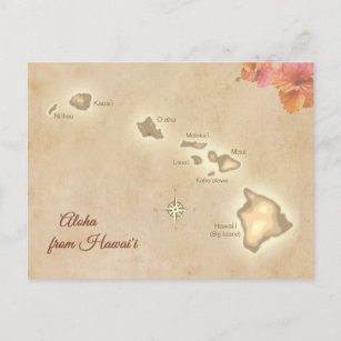 Cartão Postal Vintage Aloha das Ilhas Havaianas