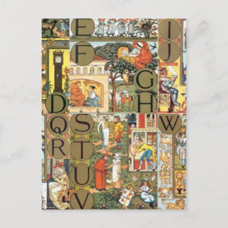 Cartão Postal Vintage Alphabet