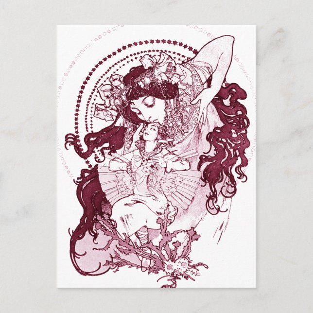 Cartão Postal Vintage Alphonose Mucha Art (Frente)