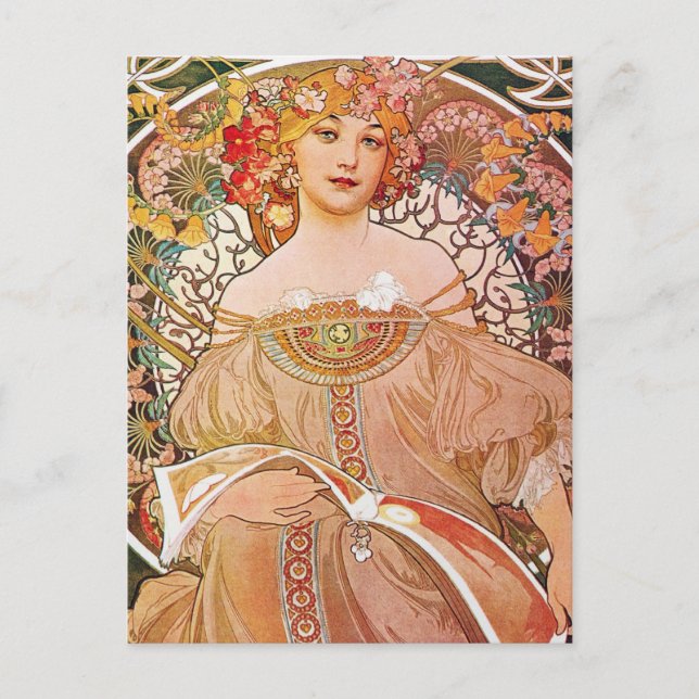 Cartão Postal Vintage Alphonse Maria Mucha Art (Frente)