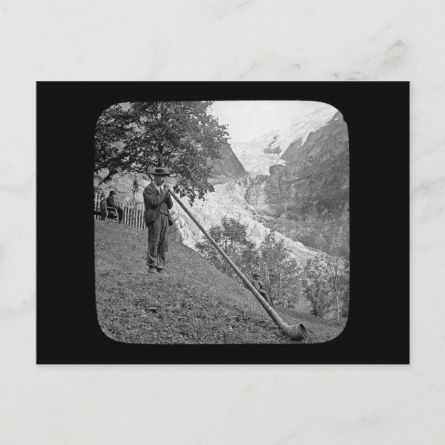 Cartão Postal Vintage Alphorn Magic Lantern Slide (Frente)