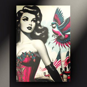 Cartão Postal Vintage Alternative Corset Pin Up