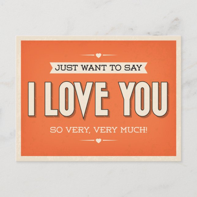 Cartão Postal Vintage Ama Seu Cartão-Postal Laranja (Frente)