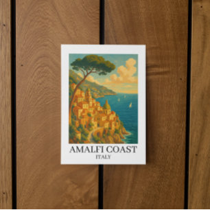 Cartão Postal Vintage Amalfi Coast Italy Ilustração