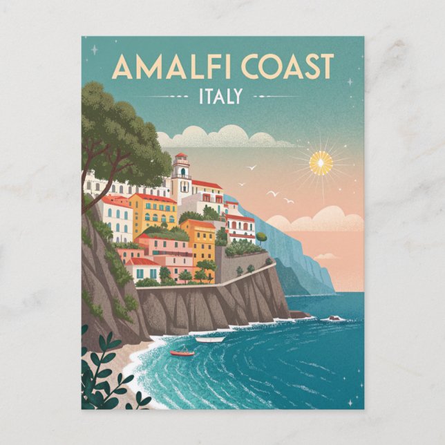 Cartão Postal Vintage Amalfi Coast Travel (Frente)
