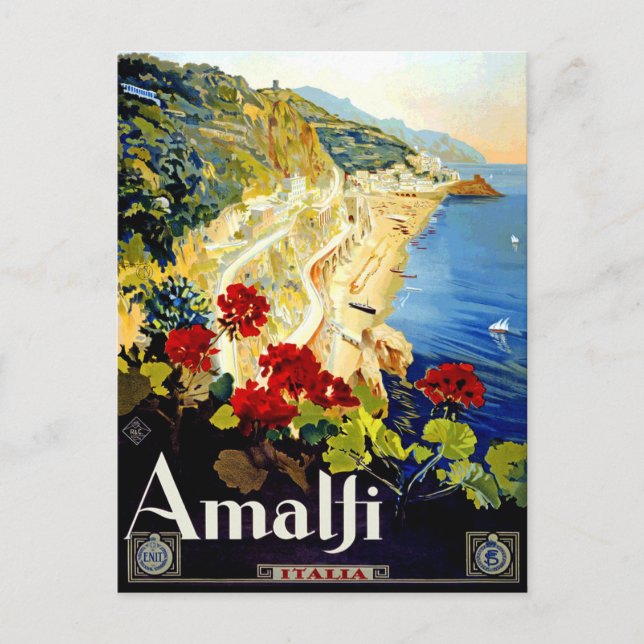 Cartão Postal Vintage Amalfi Itália Europe Viagem (Frente)