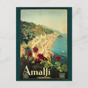 Cartão Postal Vintage Amalfi Viagem Advertisement