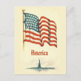 Cartão postal Vintage American Flag