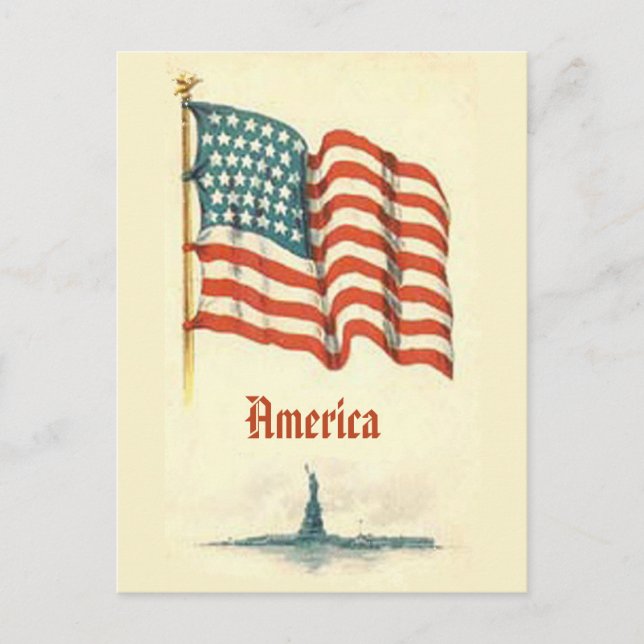 Cartão postal Vintage American Flag (Frente)