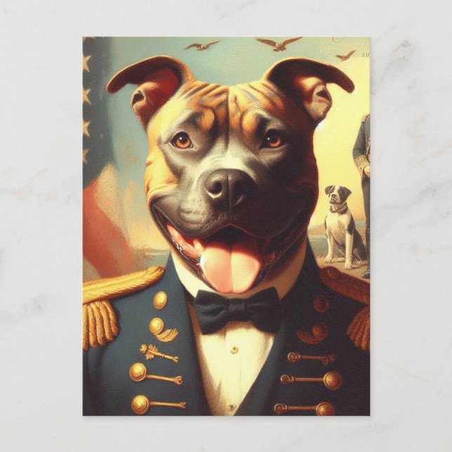 Cartão Postal Vintage American Pit Bull Terrier Painting (Frente)